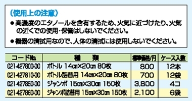 除菌エタクロス80 詳細情報